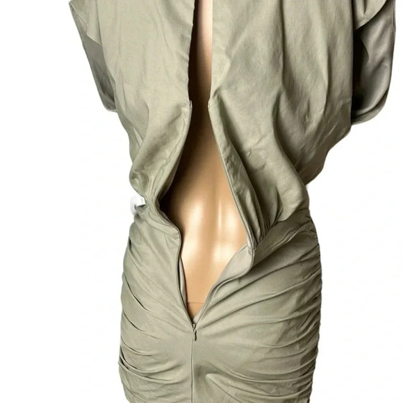 Anthropologie shirred,pleated dress.Sage green fitted dress,boat neck,event, EC - Picture 5 of 13